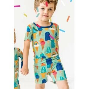 Little Sleepies Kids' Ice Cream Short Sleeve Two Piece Pajama Set Aqua Blue 5/6